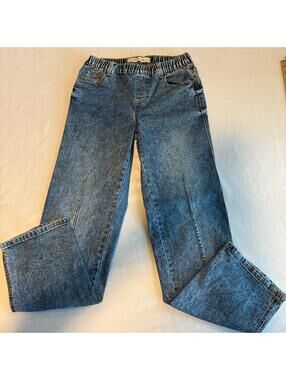 Love Trends Jeans Womens Size 5 Elastic Waist Wide Leg Stretch Denim Blue Pants